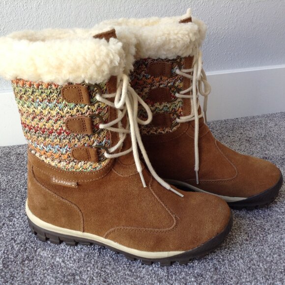 ⭐BEARPAW SUEDE WINTER BOOTS in Camel/Multicolor, size 9*⭐ - Picture 4 of 9